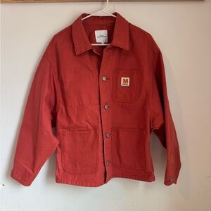 Moussy Brick-Red Chore Jacket with Patch Logo
